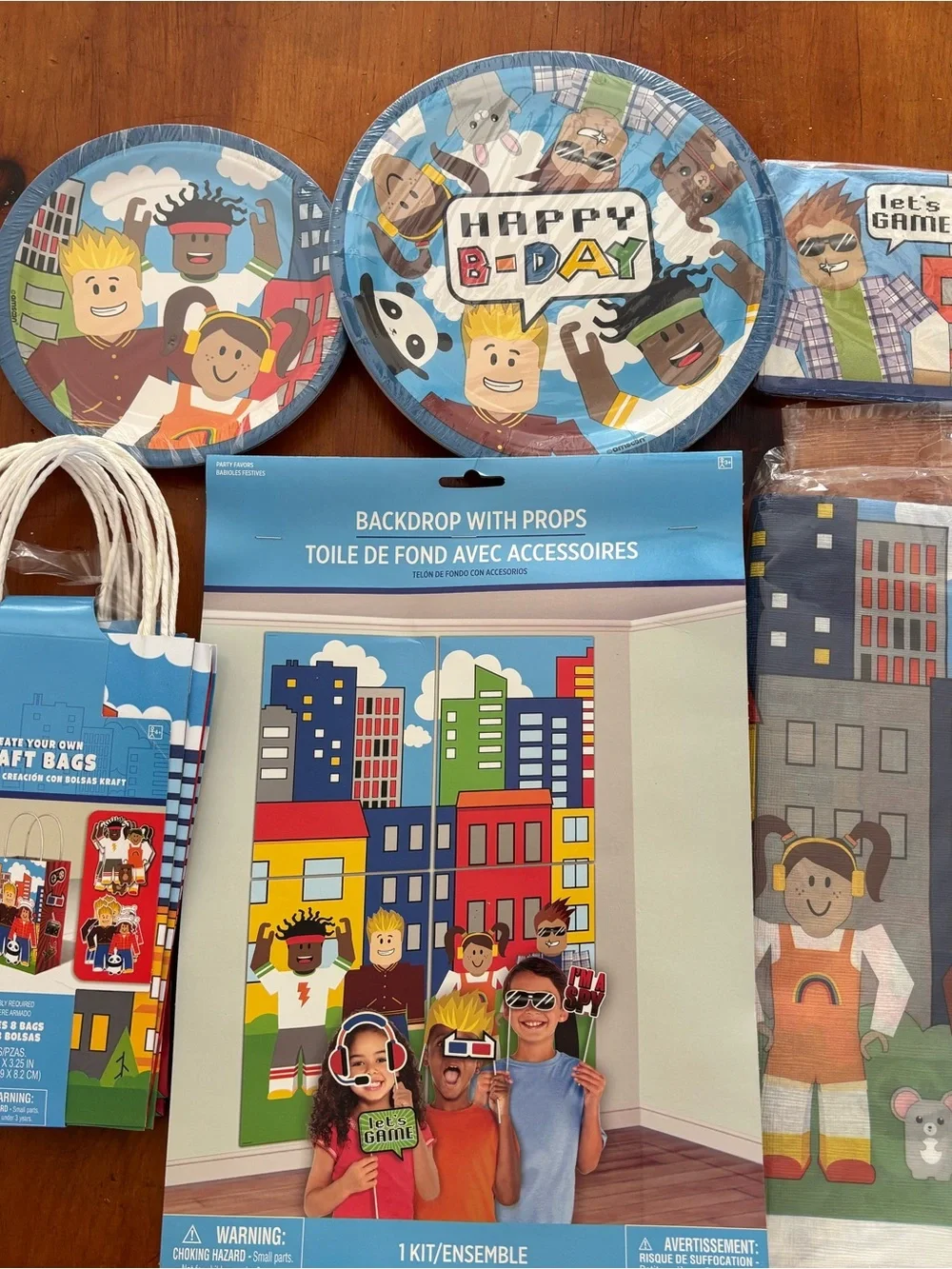 Party Town Birthday Party Kit Video Games Plates Napkins Bags Candle Backdrop+